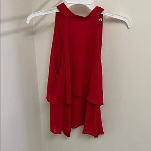 Zara Red Sleeveless Draped Blouse